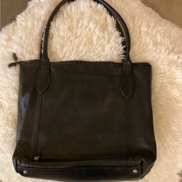 LODIS Cintage Black Leather Tote Bag - Image 3