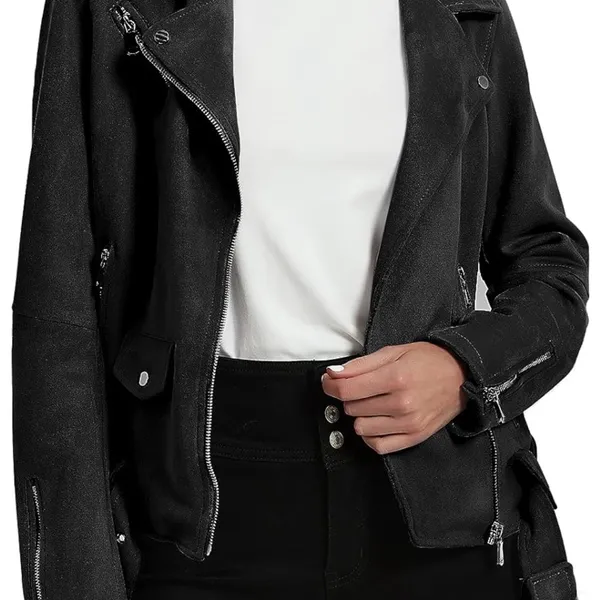 NWT Black Suede Moto Jacket Size M - Image 11