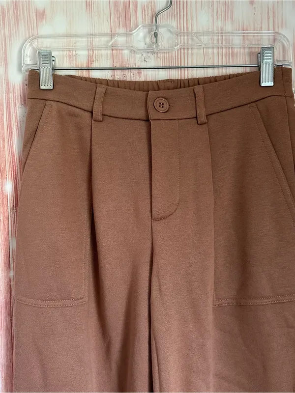 Halara Chestnut Brown High Rise Button Front Sweatpants Joggers Size XS - Image 2