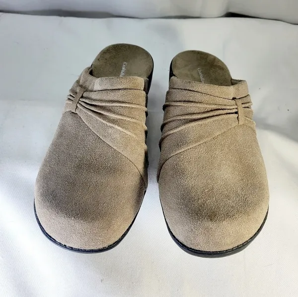 Croft & Barrow Tan Suede Clogs Size 8 Womens - Image 3