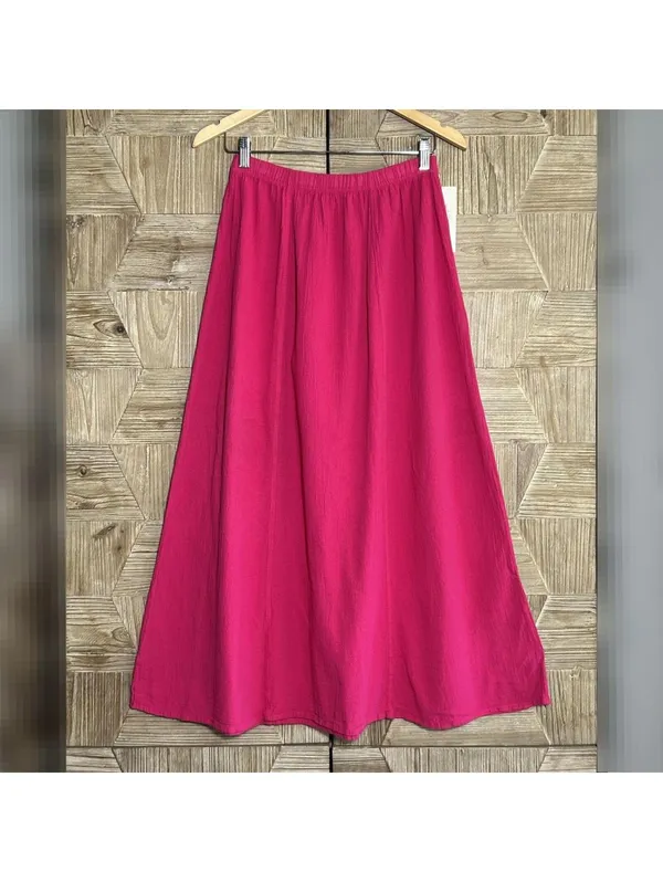 Resort Ready NWT Hot Pink Coastal Maxi Skirt Medium Cotton Gauze Boho Flowy - Image 2
