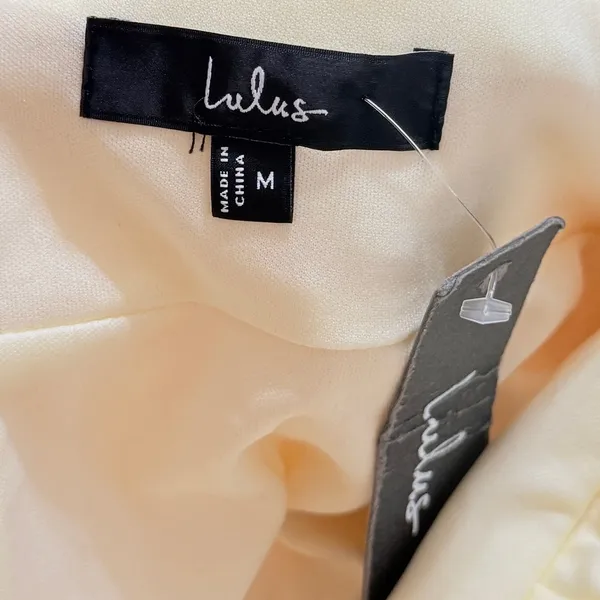 Lulus Heavenly Hues Pale Yellow Maxi Dress size Medium NWT - Image 4
