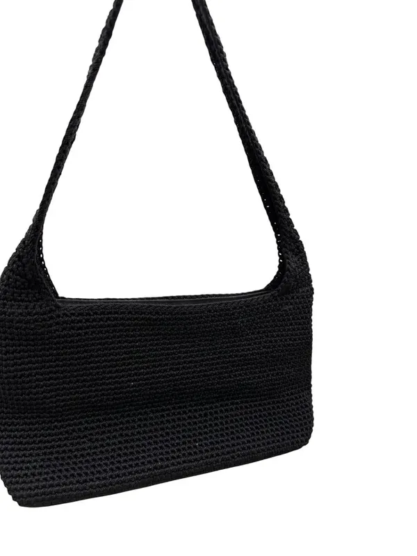 The Sak Crochet Casual Handbag Purse Hobo Stylist Bag Lined Black - Image 3