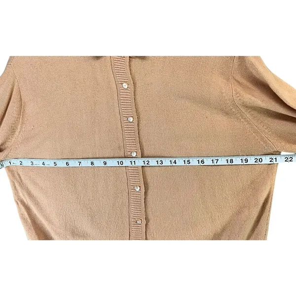 Vintage Cardigan Medium Tan Button Up Soft Knit Classic Preppy Cozy Union‎ Made - Image 5