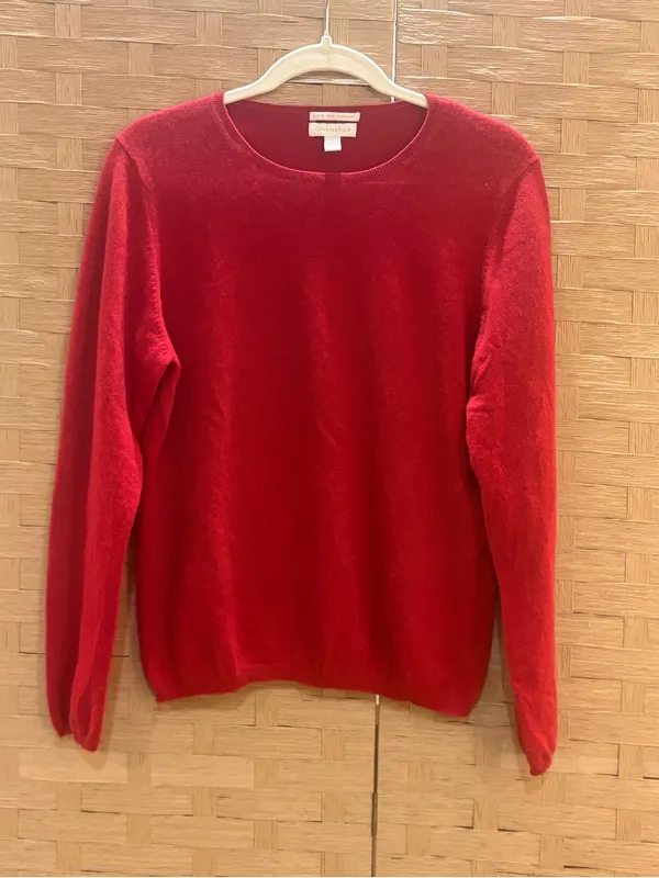 Charter Club Red Crewneck Cashmere Sweater Preppy Holiday Valentines Christmas L - Image 2