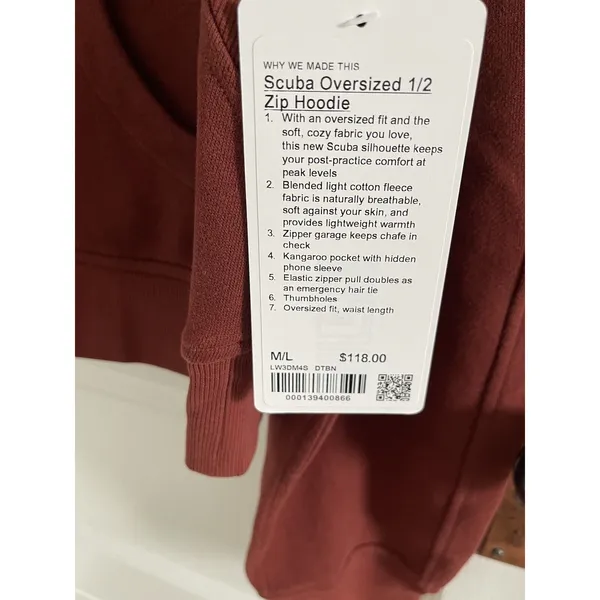 Lululemon Scuba Oversized 1/2 Half-Zip Hoodie - Date‎ Brown / M/L - Image 6