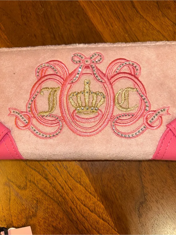 JUICY COUTURE “Lovers Club” Large Zip Around Wallet | Pink Terry Cloth | NWT Y2K - Image 3