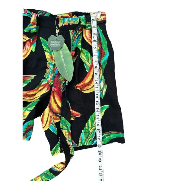FARM RIO Preta Tropical Banana Floral Linen High-Waisted Shorts Size XS NWT - Image 5