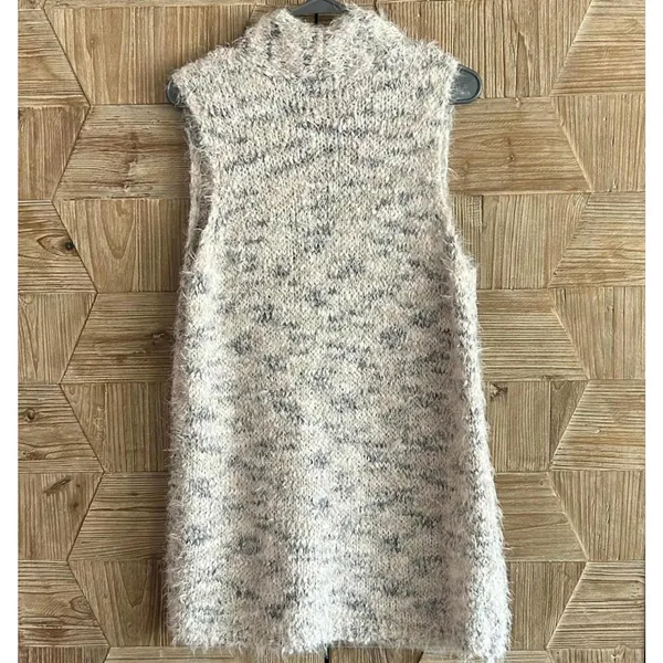 Olivia Sky Women's Sleeveless Open Front Cardigan Sweater Beige Size M Boho Knit - Image 4