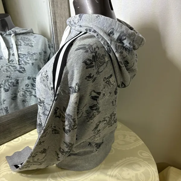 Calvin Klein Gray Floral Hoodie Sweater - Image 4