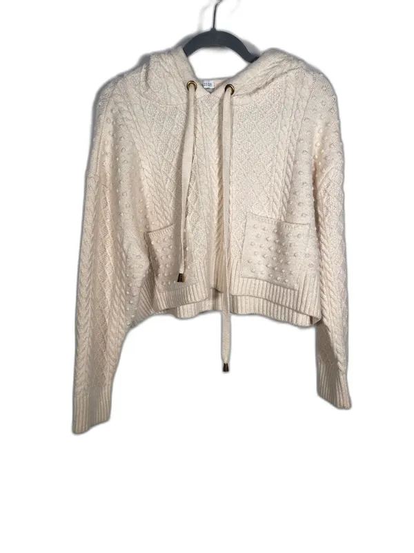 Zara Womens Cream Knit Sweater Hoodie Sweatshirt Small - Image 2