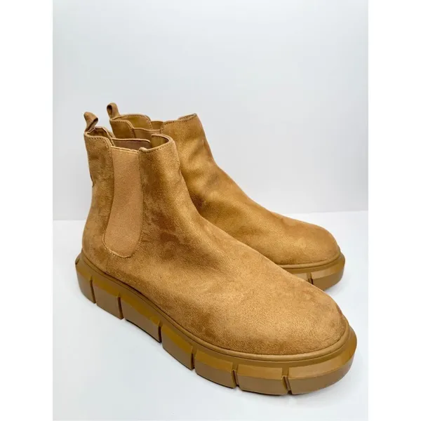 BP Chelsea Boots Nya Faux Suede Tan Size 10 Lug Sole‎ Pull On Ankle Booties - Image 2