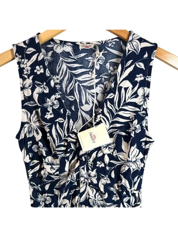 NWT Faherty Sorrento Navy Floral Sleeveless Midi Dress XS Casual Lightweight - Image 3