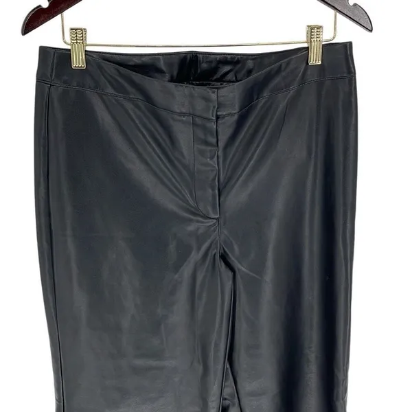 Bagatelle Womens Wide Leg Crop Mid Rise Zip Faux Leather Pants Black Size Medium - Image 2