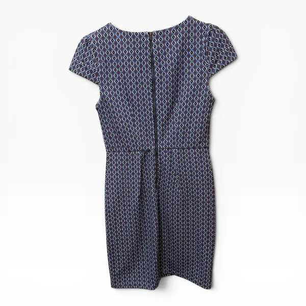 Darling Geometric Diamond Print Sheath Dress Womens‎ Small Blue Red Excellent - Image 5