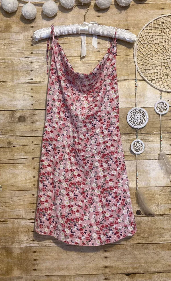 Beginning Boutique Your LA Catch Cowl Neck Mini Dress in Pink Floral - Image 2