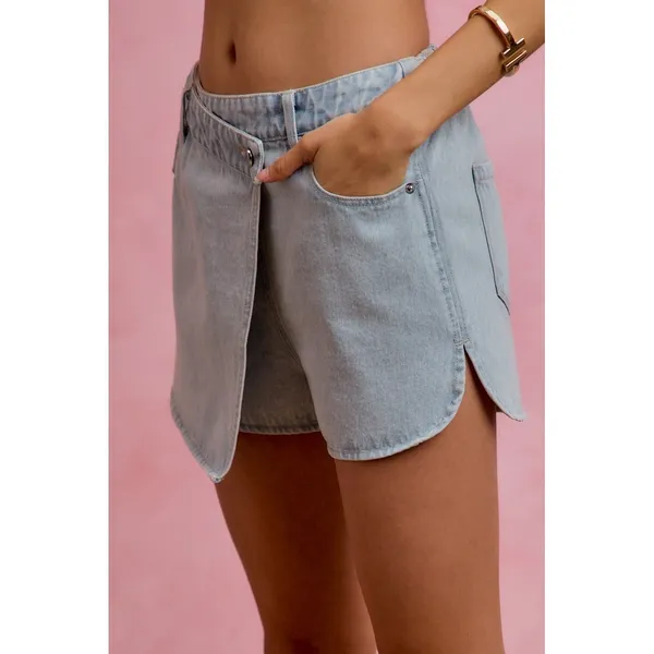 SO‎ ME Washed Denim Wrap Skorts - Large - Image 4
