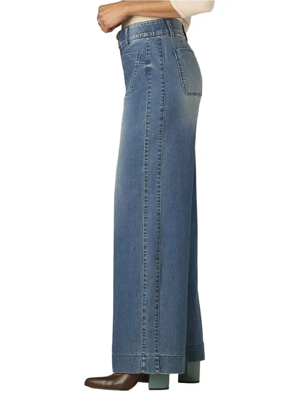 WIT & WISDOM ab solution luxe touch BLUE HIGH RISE PATCH POCKET WIDE LEG JEAN Size 10P - Image 3