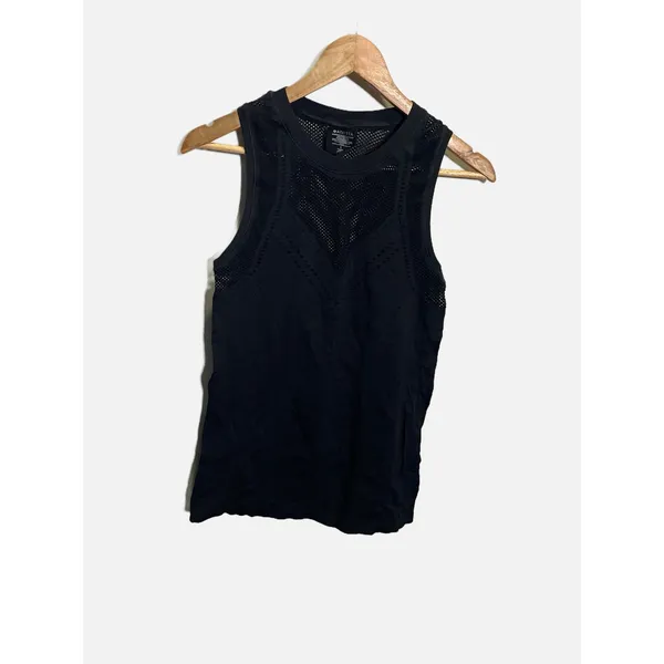 Athleta Oxygen Tank Women L Black Mesh Seamless Performance Activewear Yoga Top - Image 2