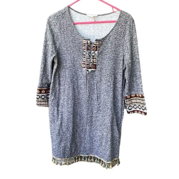 Entro Size M boho festival dress. Embroidered Tassels fringe Aztec - Image 2