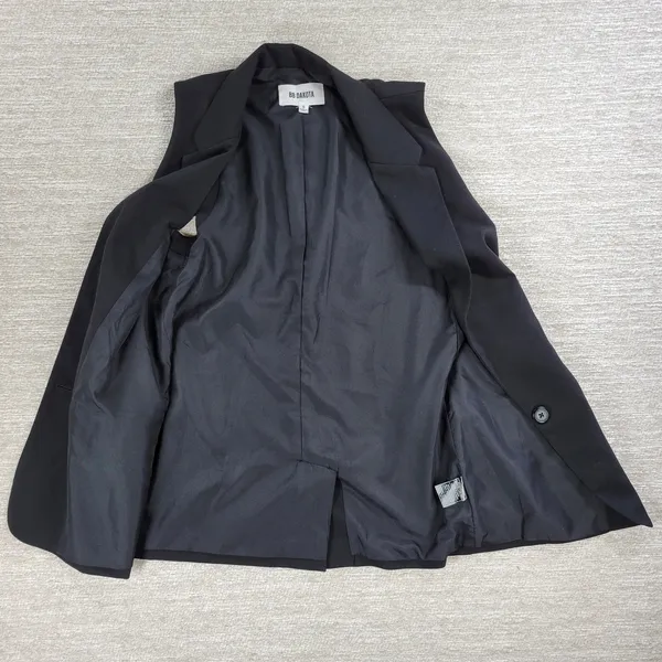 BB Dakota Malcolm Blazer Vest Womens Small Black Notched Lapel Long Line Evening - Image 11