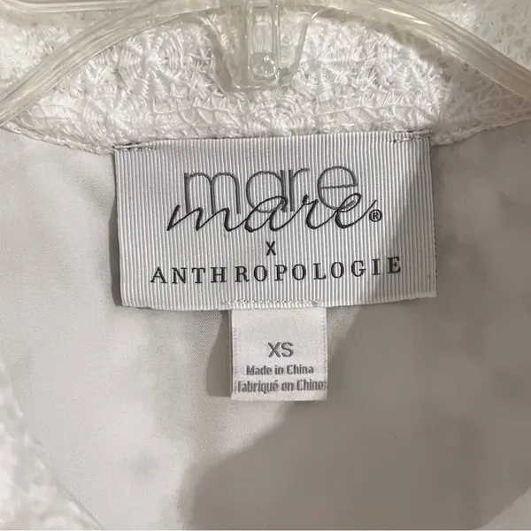 Anthropologie Mara‎ Mara White Textured Resortwear Mod Vacation Dress Sz XS 🟨 - Image 4