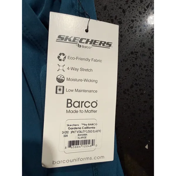 Skechers by Barco Vitality Scrub Pants XL Bahama Blue Logo‎ Elastic SK202 NWT - Image 5
