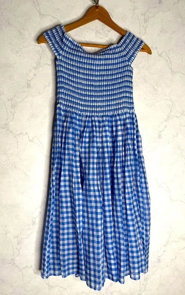J. crew Gingham Check Smocked Off-the-Shoulder Dress - Image 5