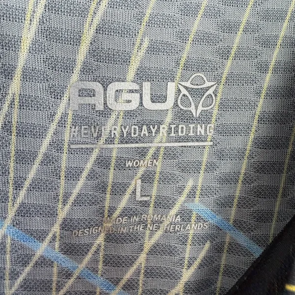 AGU Cycling Jersey Womens Large Black Multi Nocturnal Lines Performance Bike EUC - Image 5