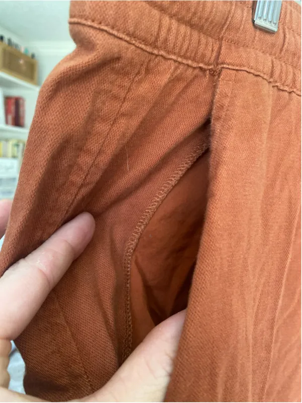 GAP XL Rust Orange Linen Pull On Pants Drawstring Coastal Boho Relaxed Fit Chic - Image 5