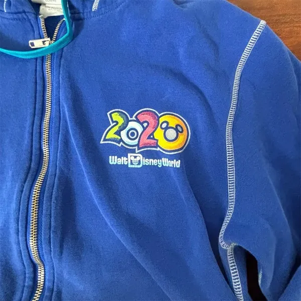 Disney Parks 2020 Walt Disney World Blue Full Zip Hoodie Mickey Donald Medium - Image 5