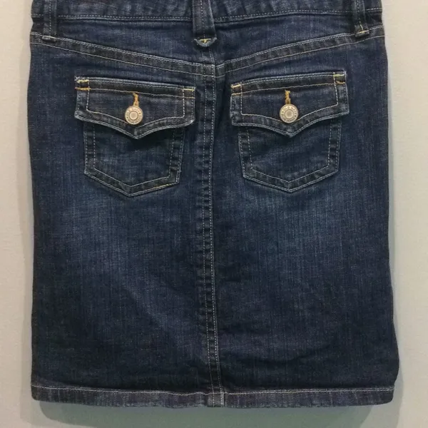 Old Navy Low Waist Denim Skirt Size‎ 1 Dark Wash Stretch Straight Jean Skirt - Image 6
