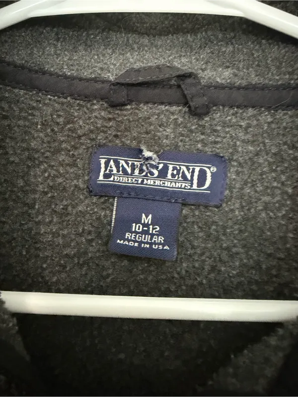 Lands' End Charcoal Gray Full-Zip Sherpa Fleece Jacket - Image 2