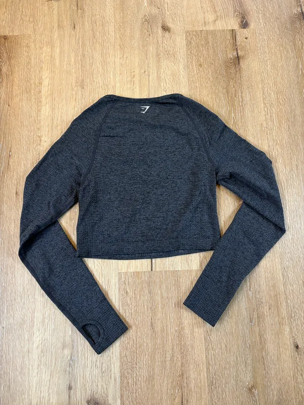 Gymshark Charcoal Grey Cropped Long Sleeve Top - Image 6