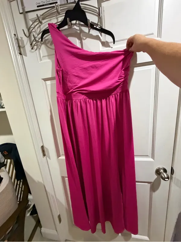NWOT Bright Fuchsia One-Shoulder Maxi Dress 2XL - Image 3