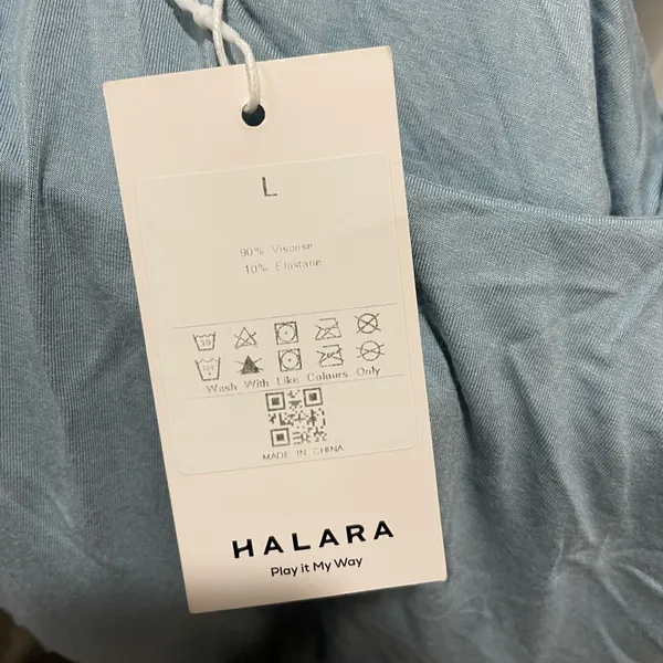 Halara Casual Dress Ruched Asymmetric Hem Size Large Bodycon Mini Blue Tank - Image 6