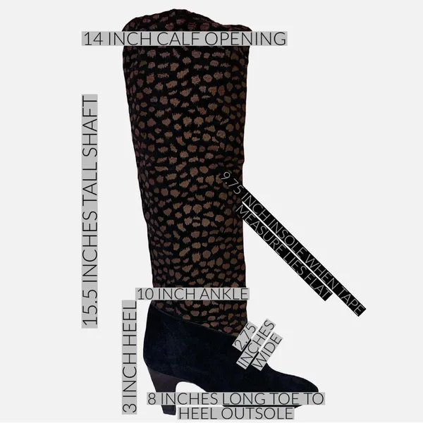 Nina Black & Brown Spotted Genuine Suede Pull On Knee High Boots (5.5) - Image 10