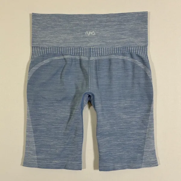 Ryka Womens Blue Space Dye Seamless High Rise Athletic Bike Shorts Large - Image 4
