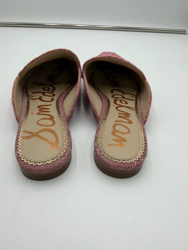 Sam Edelman Women’s Size 8 Pink Woven Pointed Toe Mule Flats Slip On Shoes - Image 3