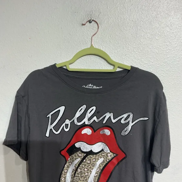 Rolling Stones Gray Leopard Tongue Graphic Short Sleeve Tee Sz M - Image 3
