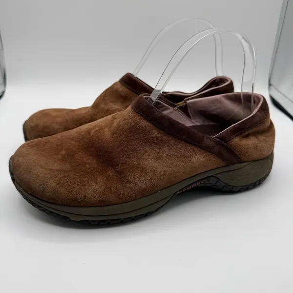 Merrell Encore Adams Dark Earth Suede Slip On Comfort Clogs Women 8.5 Brown - Image 3