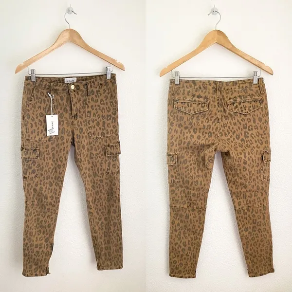 FRAME Cheetah Cargo Skinny Jeans Stretch Mid-Rise‎ Cropped Size 28 NWT - Image 4