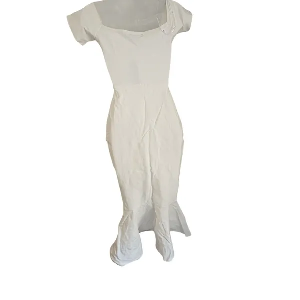 Lulu's How Much I Care Ivory Off Shoulder Mermaid Midi Dress - Image 5
