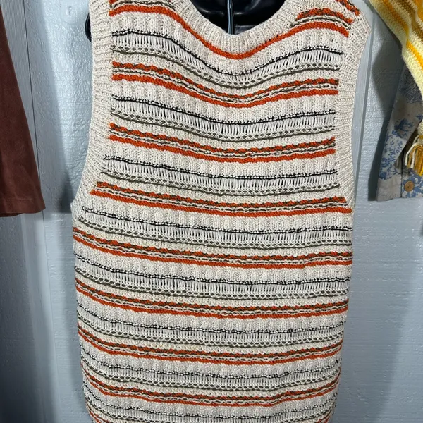 Jones New York Vintage Beige Striped Zip Front Sweater Vest Size 1X EUC - Image 4