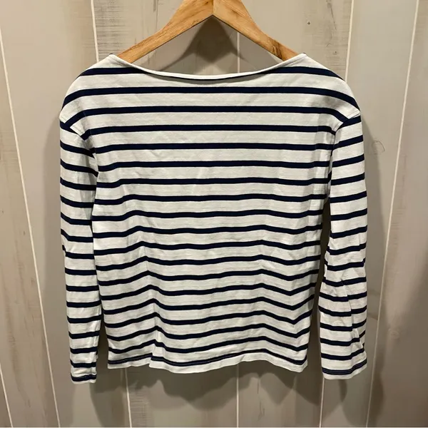 Cute AG Jeans white navy cotton stripe boat neck top nautical coastal cool - Image 8