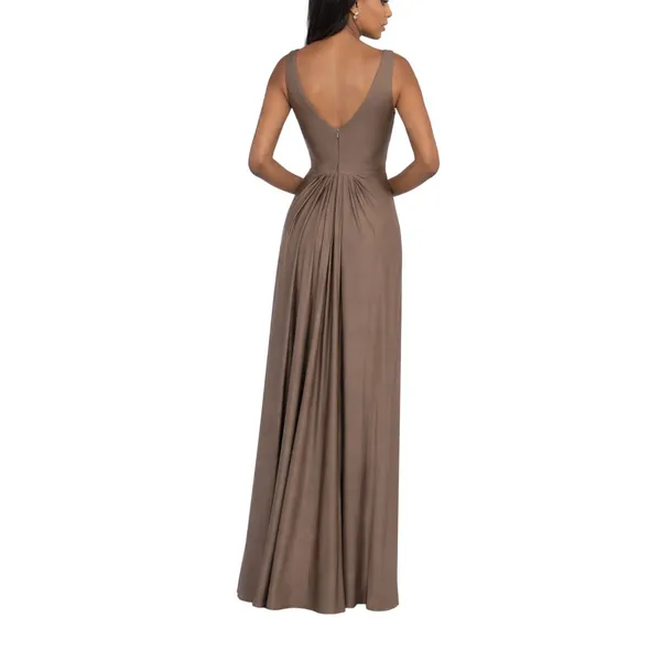 Allure Bridesmaids Mocha Long V-Neck Bridesmaid Gown Formal Dress Size 10 - Image 2
