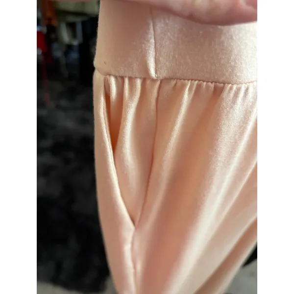 Peach Wide Leg Lounge Pants Jersey Knit Elastic Waist Pockets‎ Peach XL - Image 6