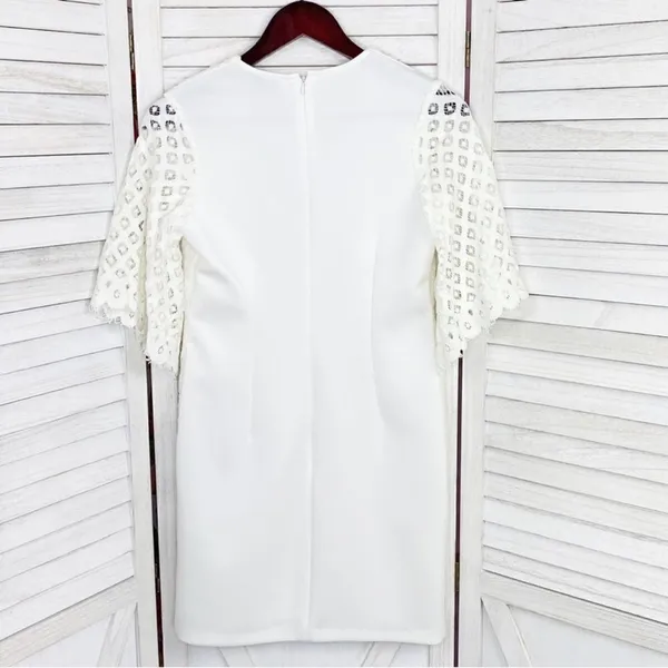 Alexia Admor Lace‎ Front Bell Sleeve Sheath Dress Small Ivory White Half Sleeve - Image 9
