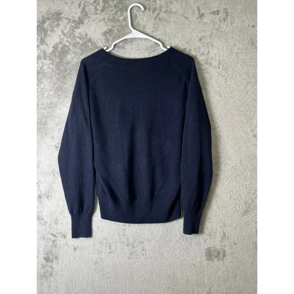 White‎ + Warren 100% Cashmere Navy V Neck Pullover Sweater Women's XS Classic - Image 3