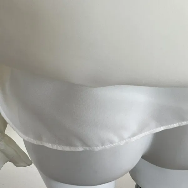 NEW DKNY Ruffled Satin Silky Blouse Top MEDIUM long sleeves Ivory white NWT - Image 6